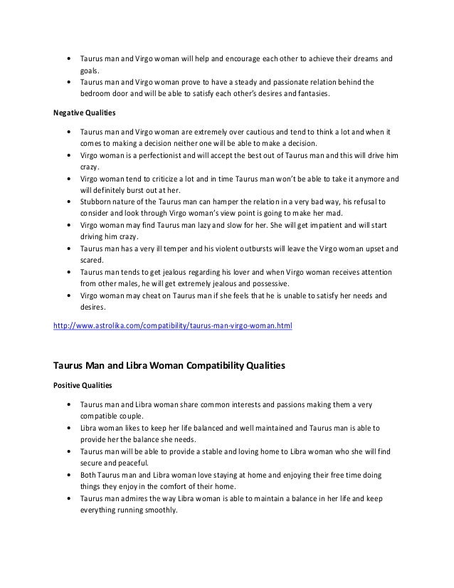 Compatible signs for taurus man